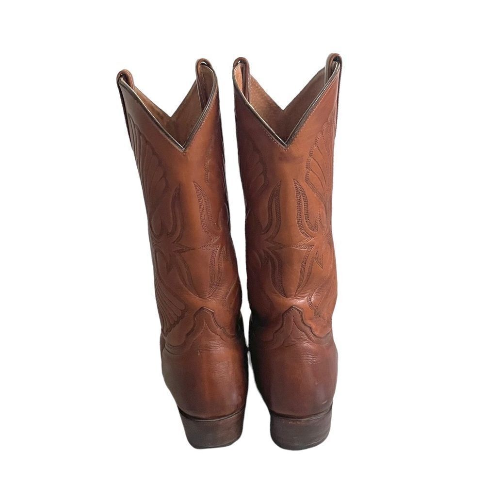 TOM HOUSTON Vintage Brown Leather Western Cowboy Boots 7 - Picture 8 of 13